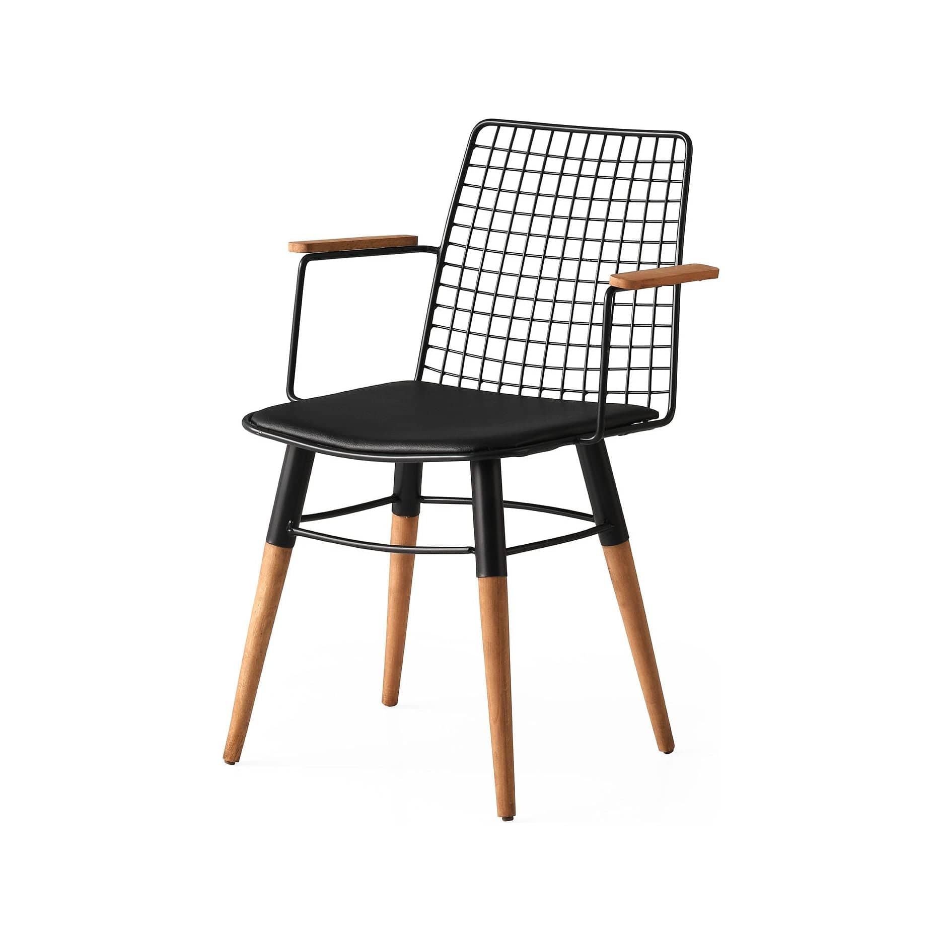 Set 2 scaune TREND 961, negru/nuc, piele ecologica/metal, 43x39x82 cm