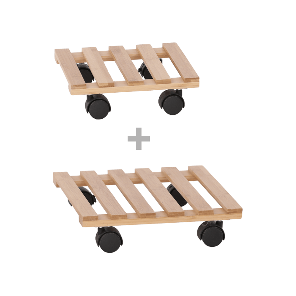 Set 2 suporturi flori KOSMA, stejar/negru, bambus/plastic
