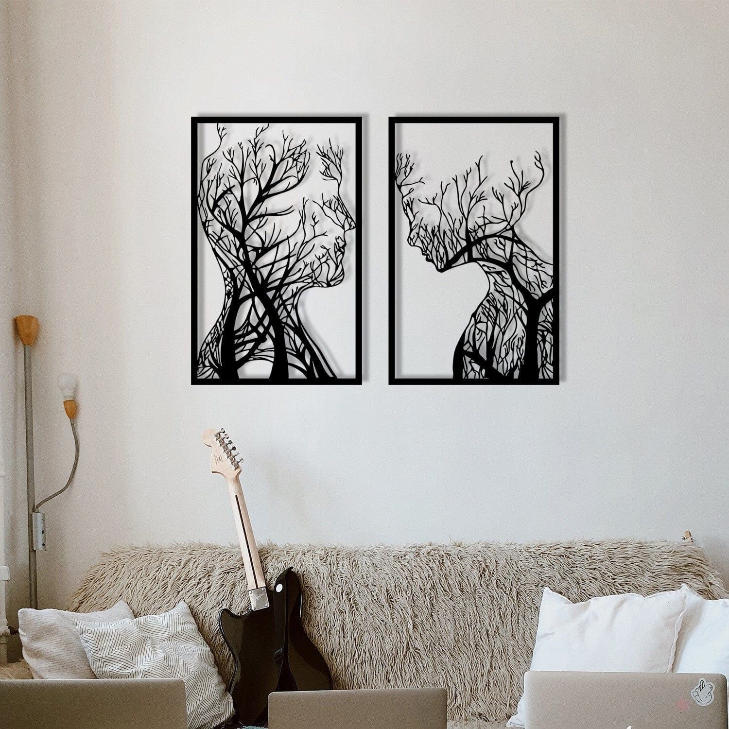 Set 2 tablouri LUTUF, negru, metal, 64x86 cm