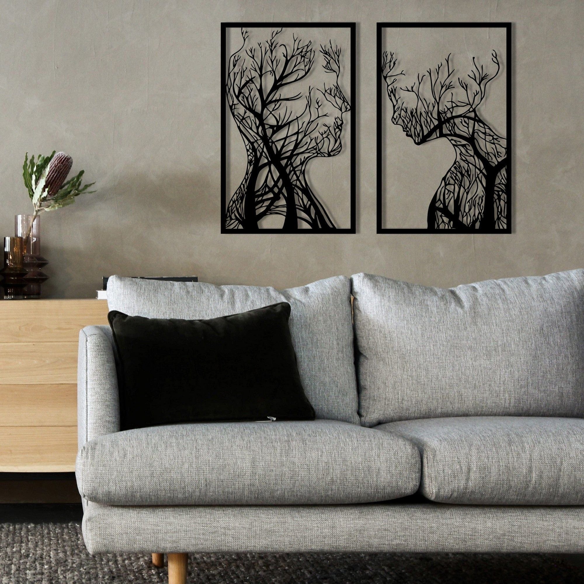 Set 2 tablouri LUTUF, negru, metal, 64x86 cm