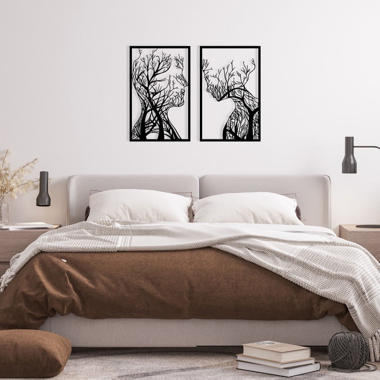 Set 2 tablouri LUTUF, negru, metal, 64x86 cm