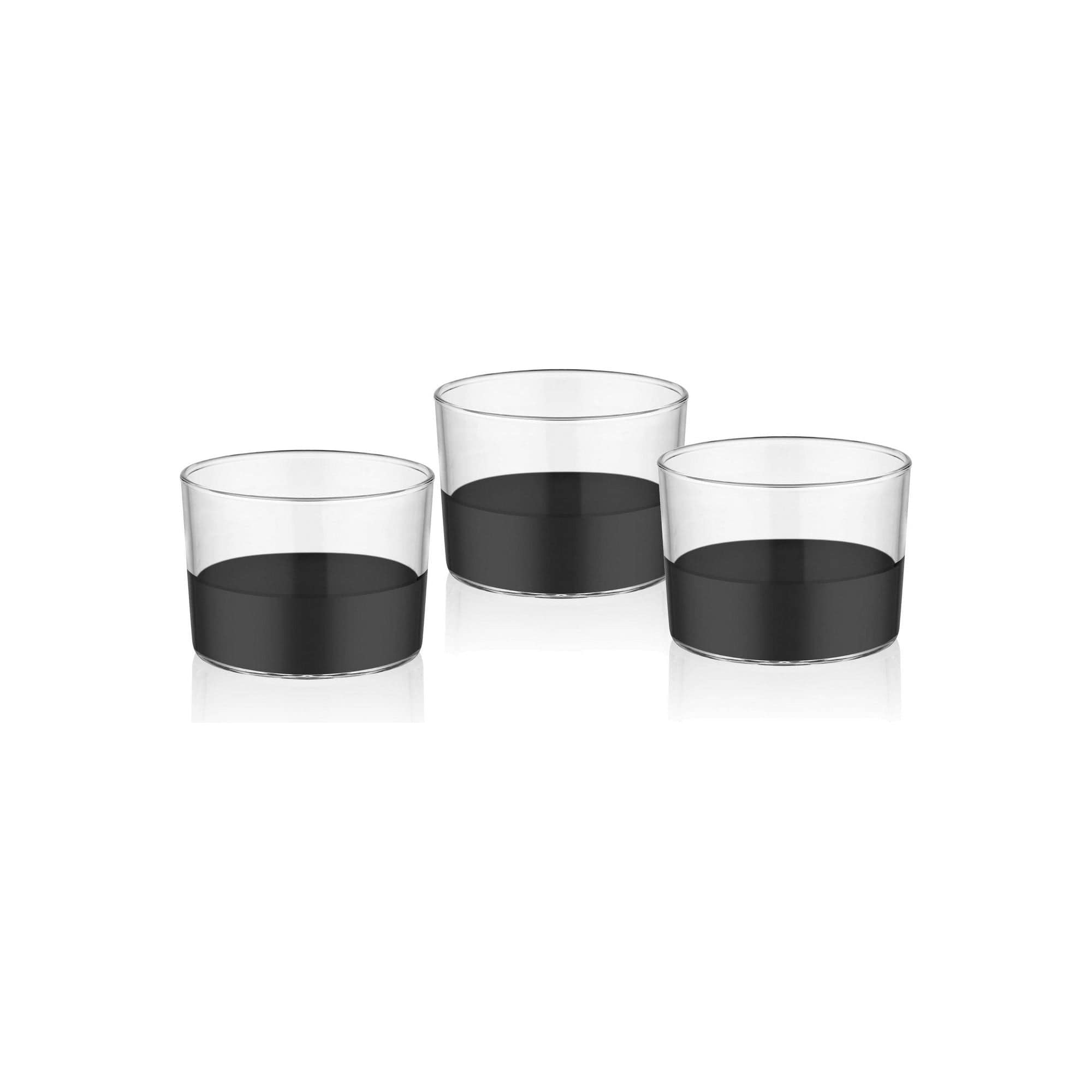 Set 3 boluri DRK0006, negru, sticla, 100 ml