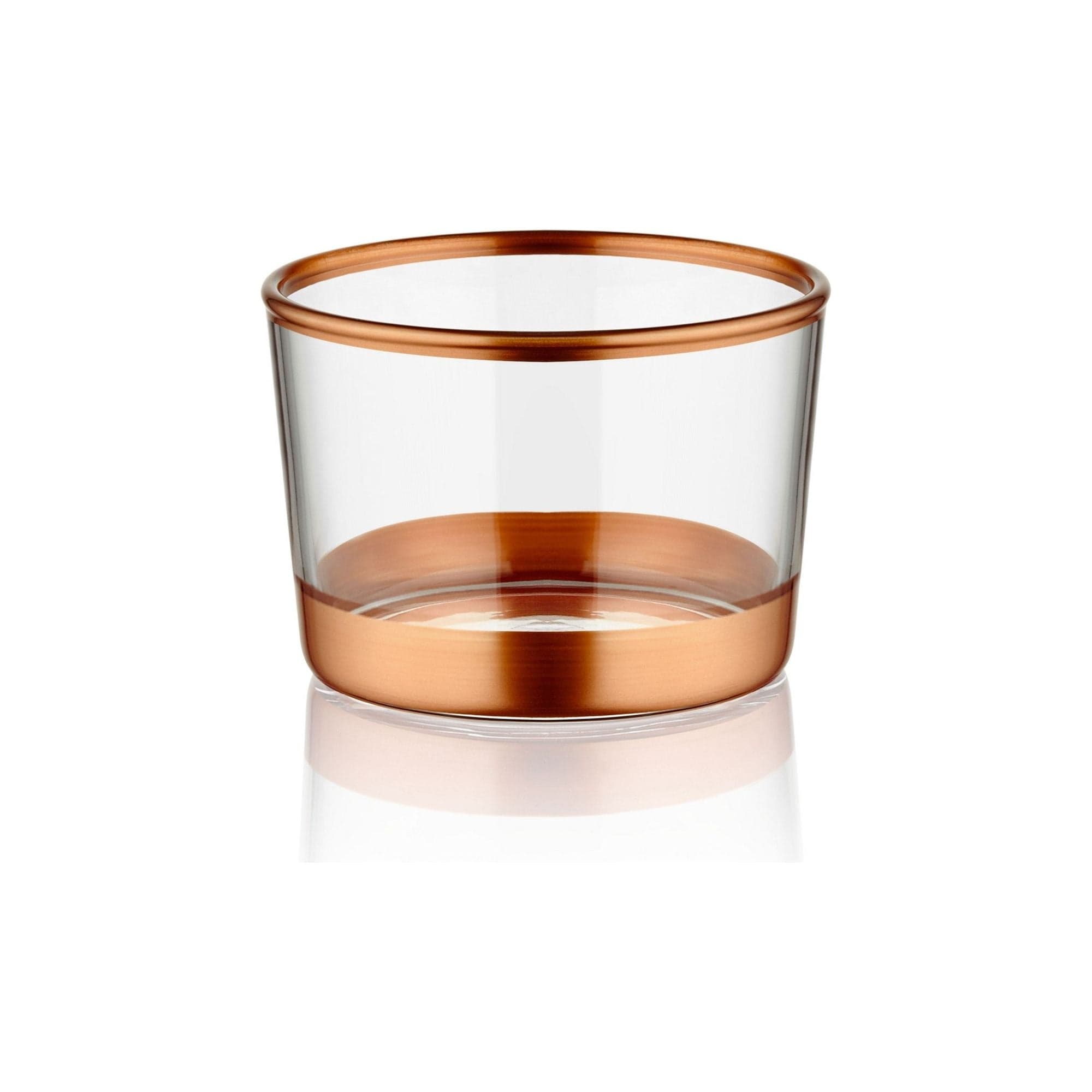 Set 3 boluri GLM0017, transparent/cupru, sticla, 8x6 cm