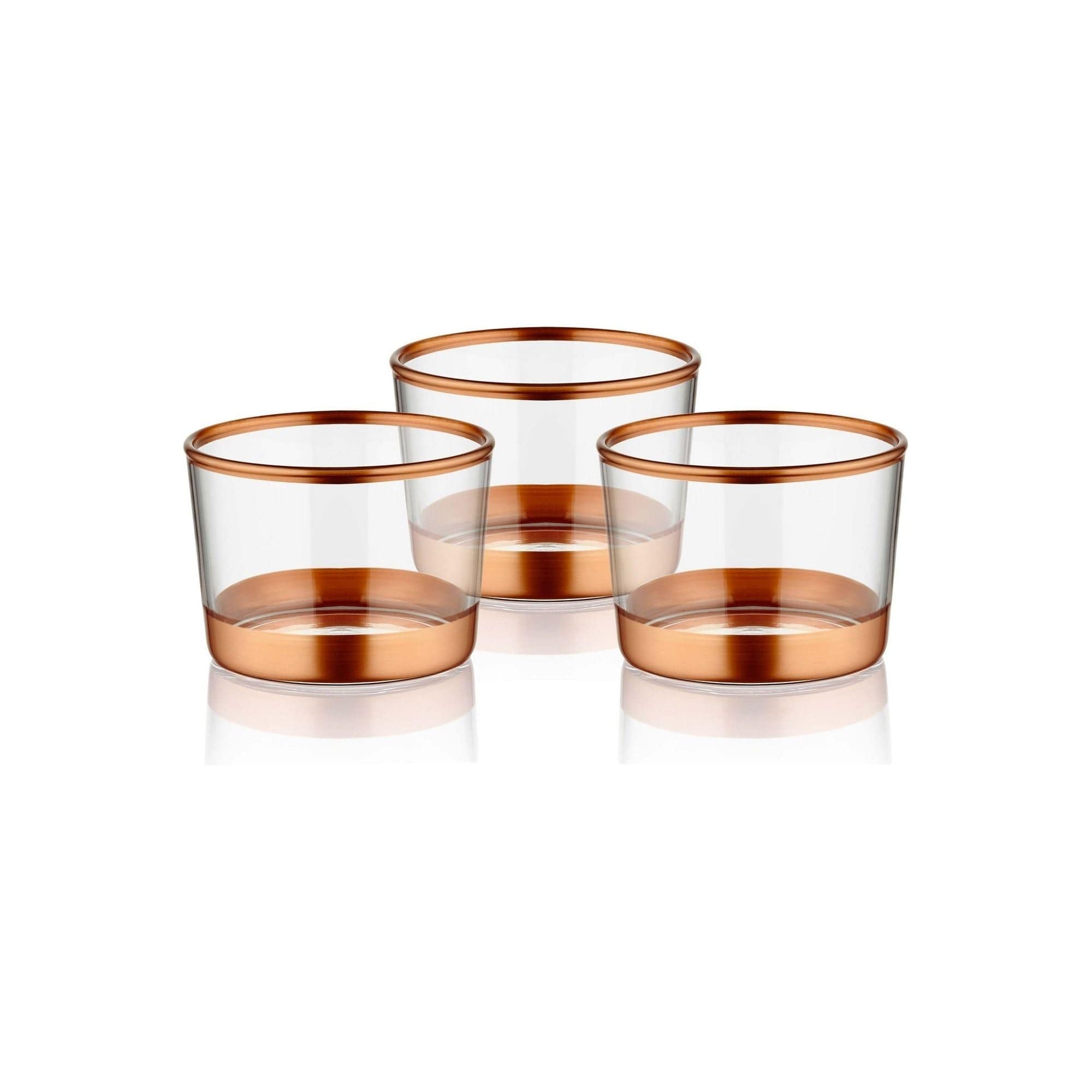 Set 3 boluri GLM0017, transparent/cupru, sticla, 8x6 cm