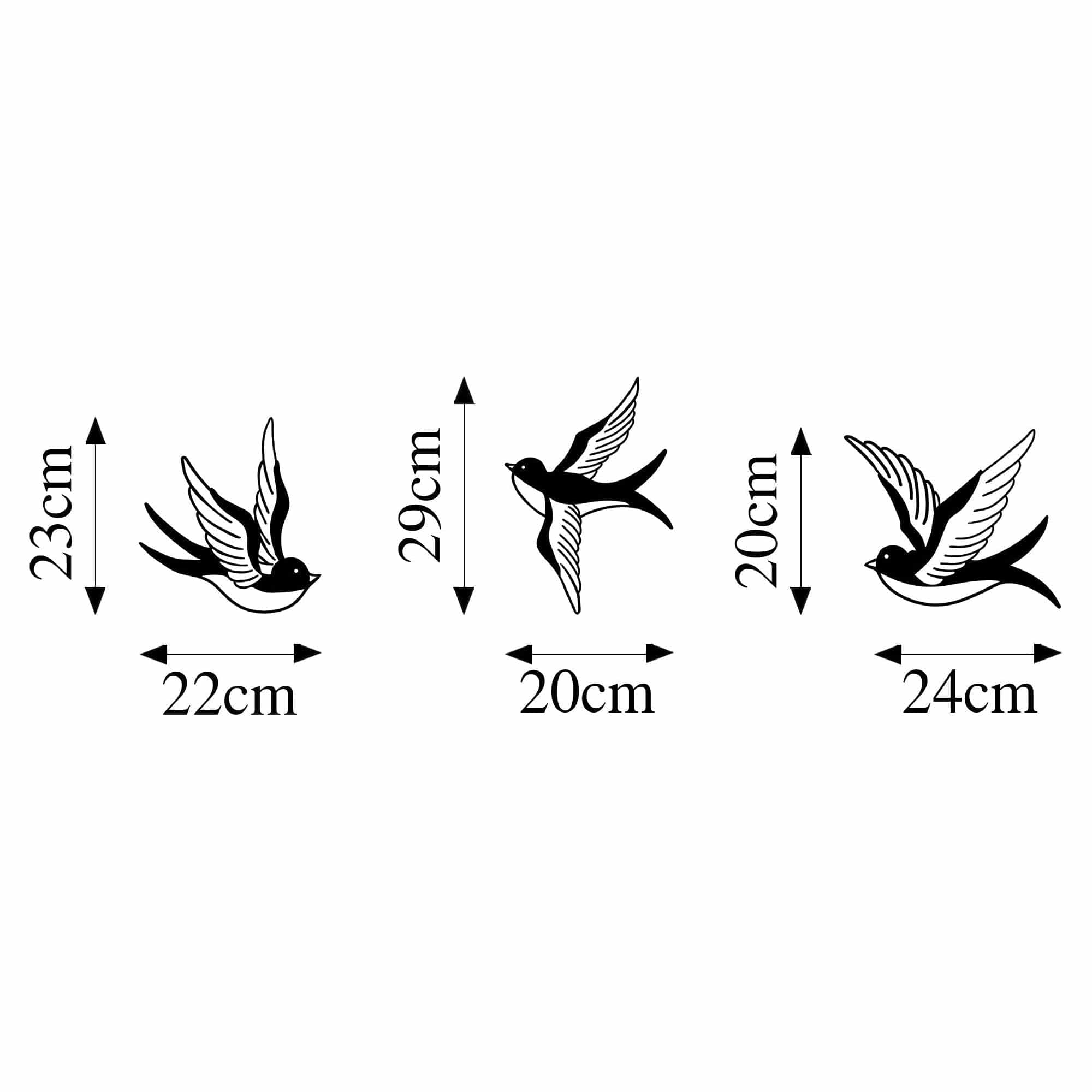 Set 3 decoratiuni perete MOUNTAIN-286, metal, negru