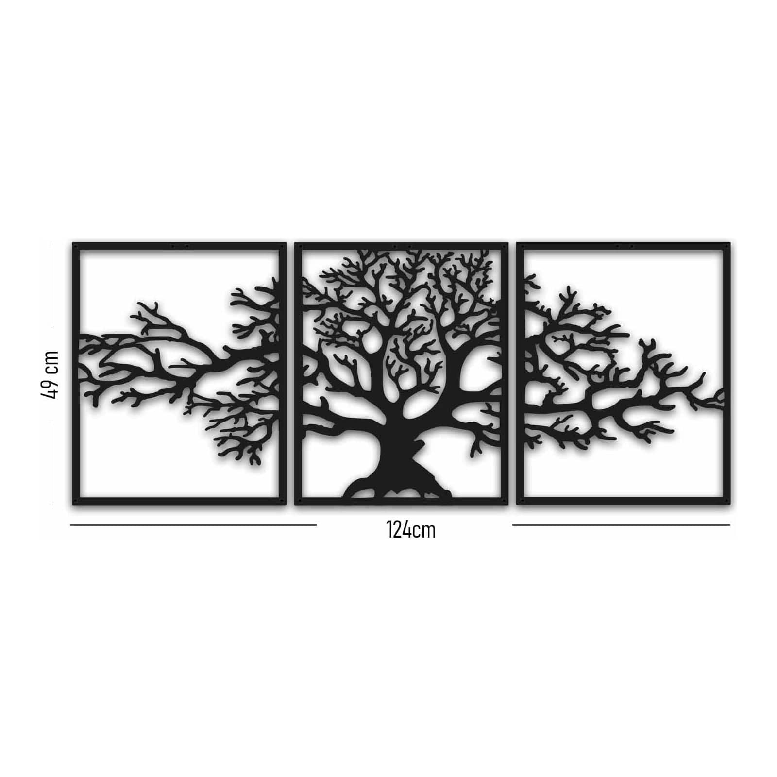 Set 3 decoratiuni perete MT-007, negru, metal, 124x49 cm