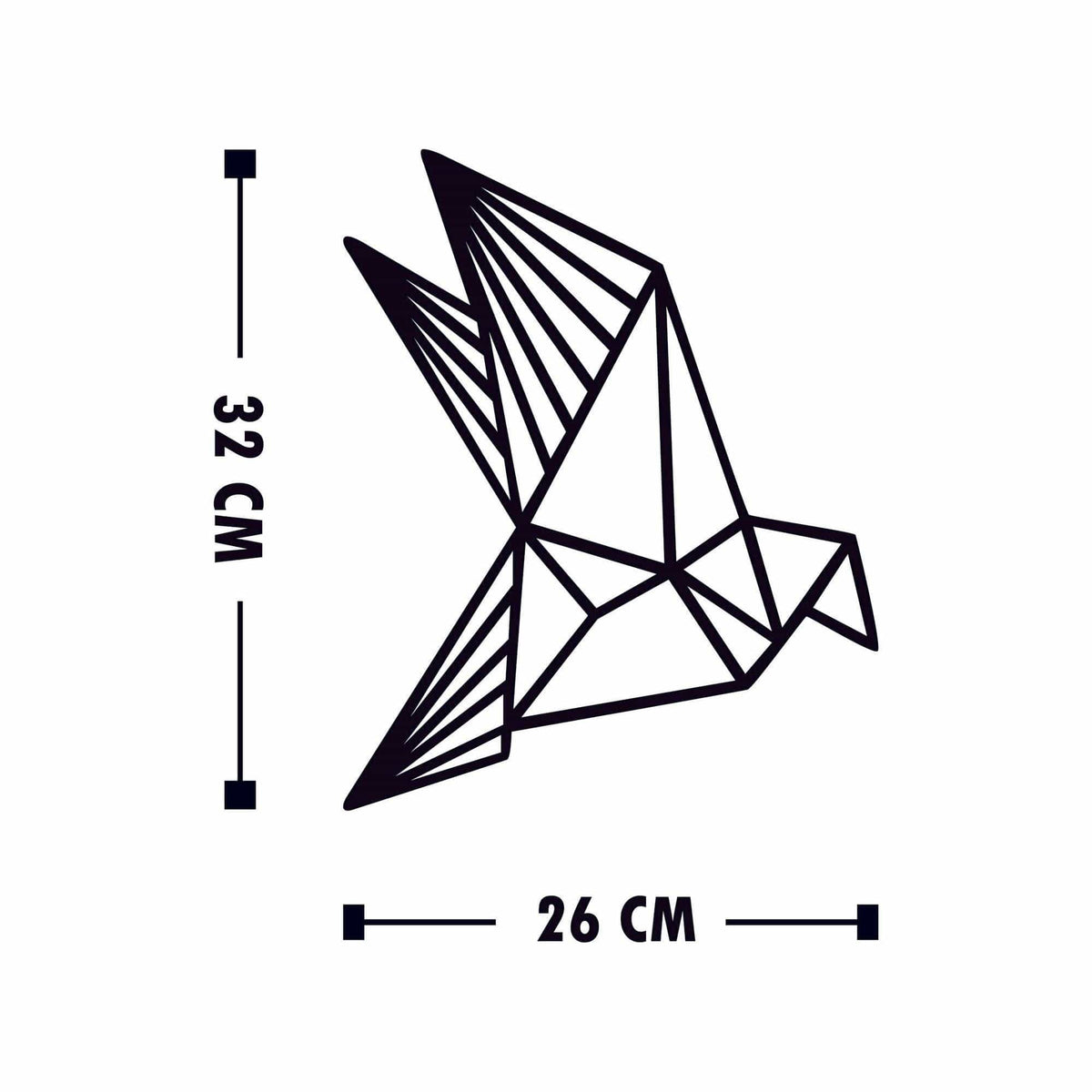 Set 3 decoratiuni perete ORIGAMI, negru, lemn