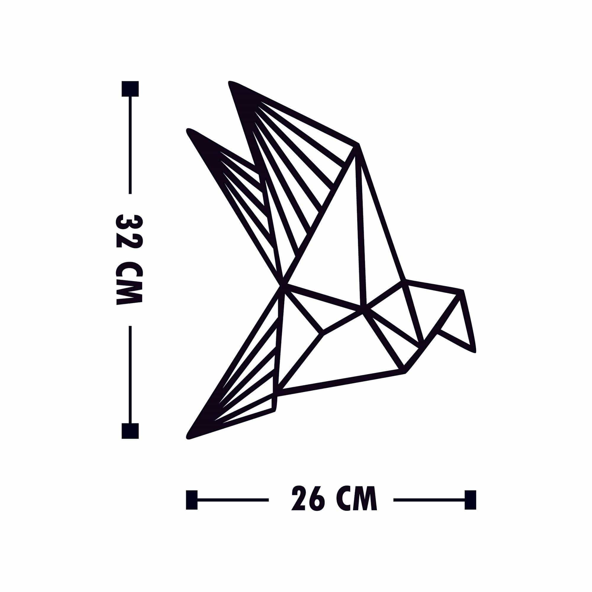 Set 3 decoratiuni perete ORIGAMI, negru, lemn