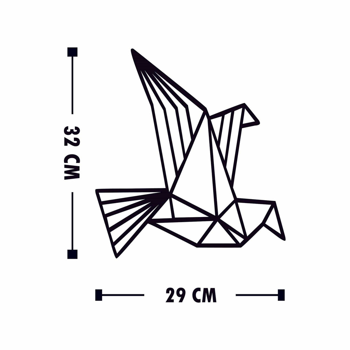 Set 3 decoratiuni perete ORIGAMI, negru, lemn