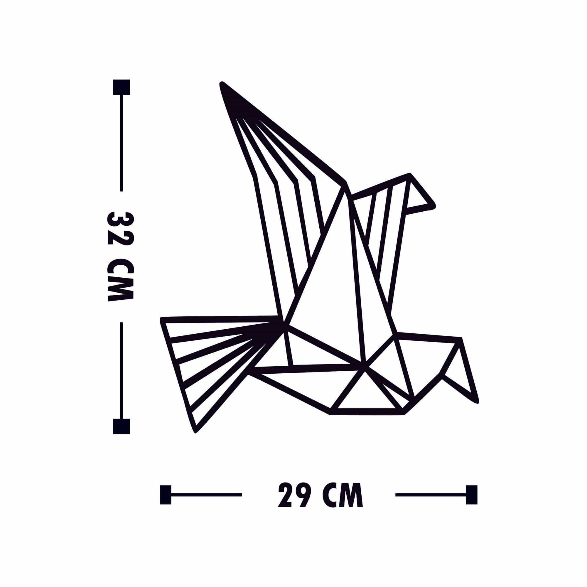 Set 3 decoratiuni perete ORIGAMI, negru, lemn