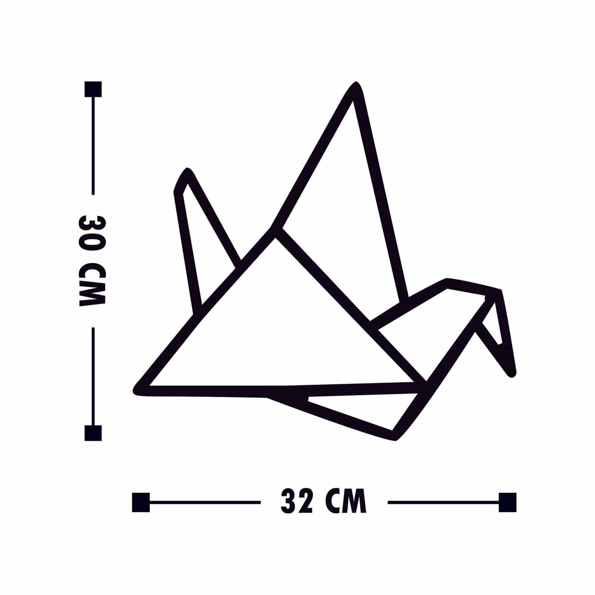 Set 3 decoratiuni perete ORIGAMI, negru, lemn
