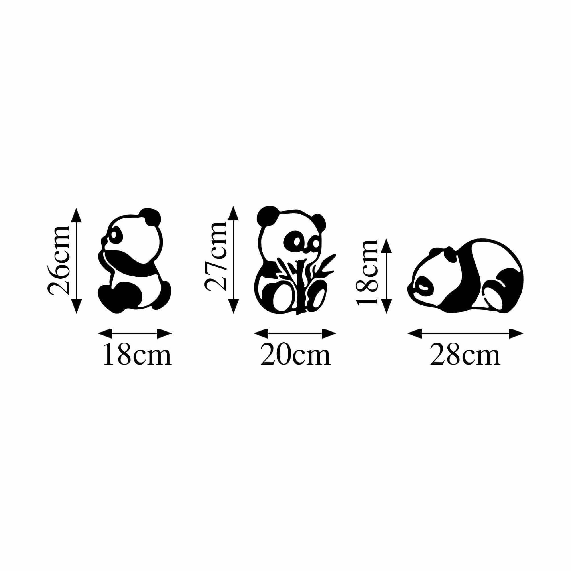Set 3 decoratiuni perete PANDAS-298, negru, metal