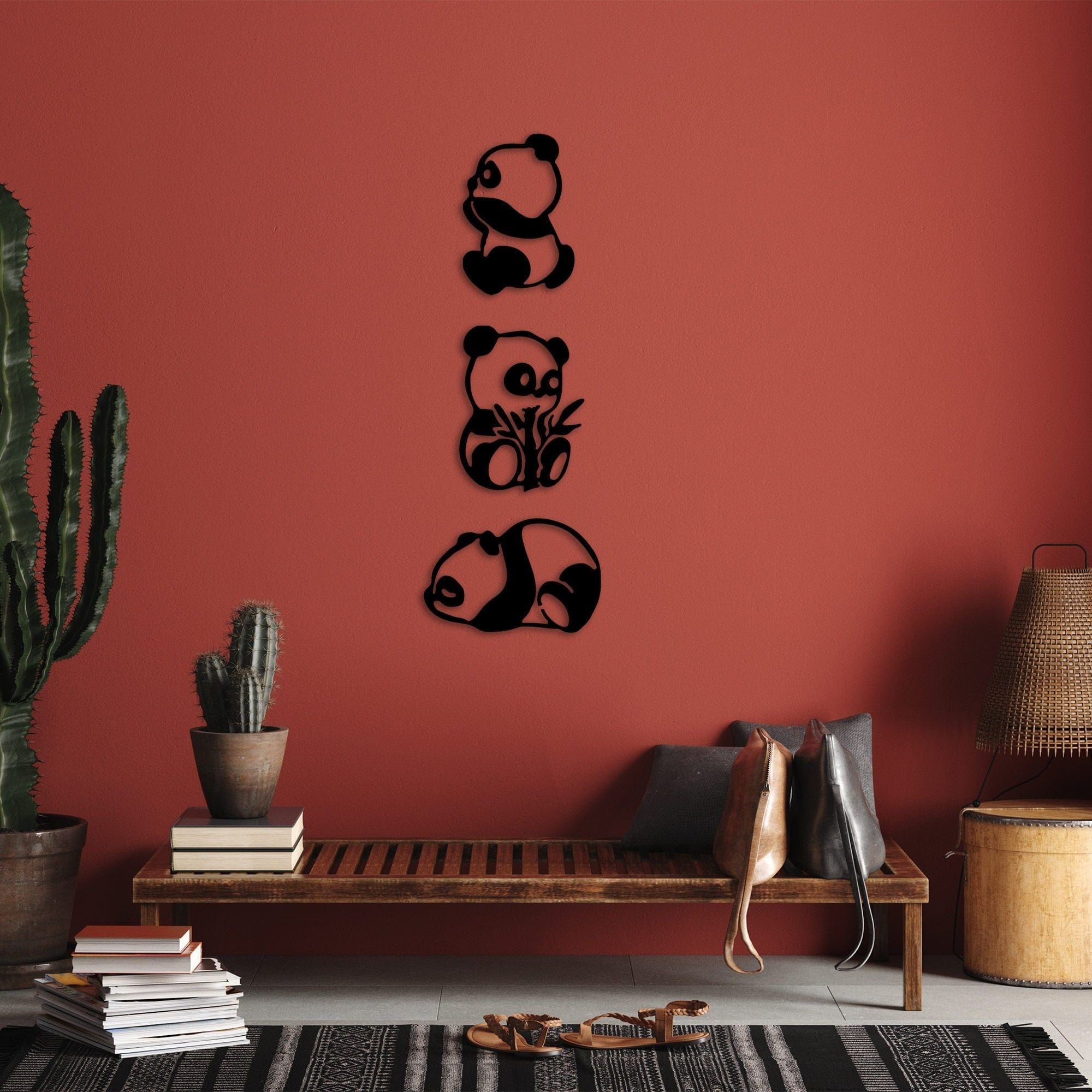 Set 3 decoratiuni perete PANDAS-298, negru, metal