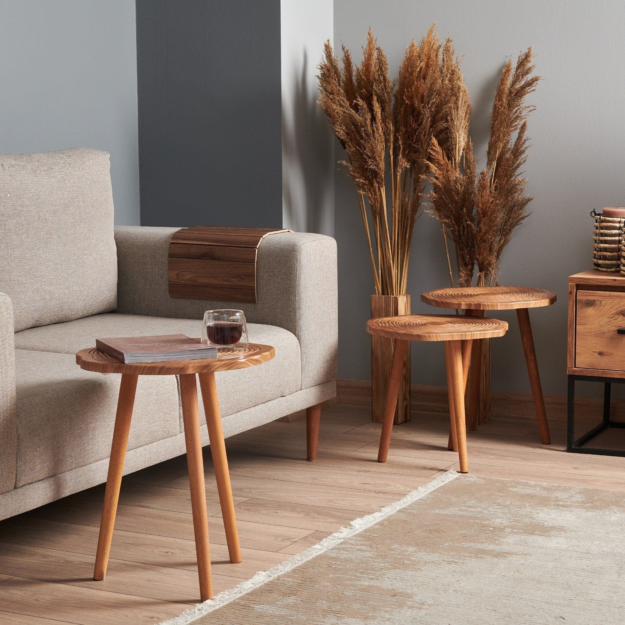 Set 3 masute cafea TUVAL 048, nuc