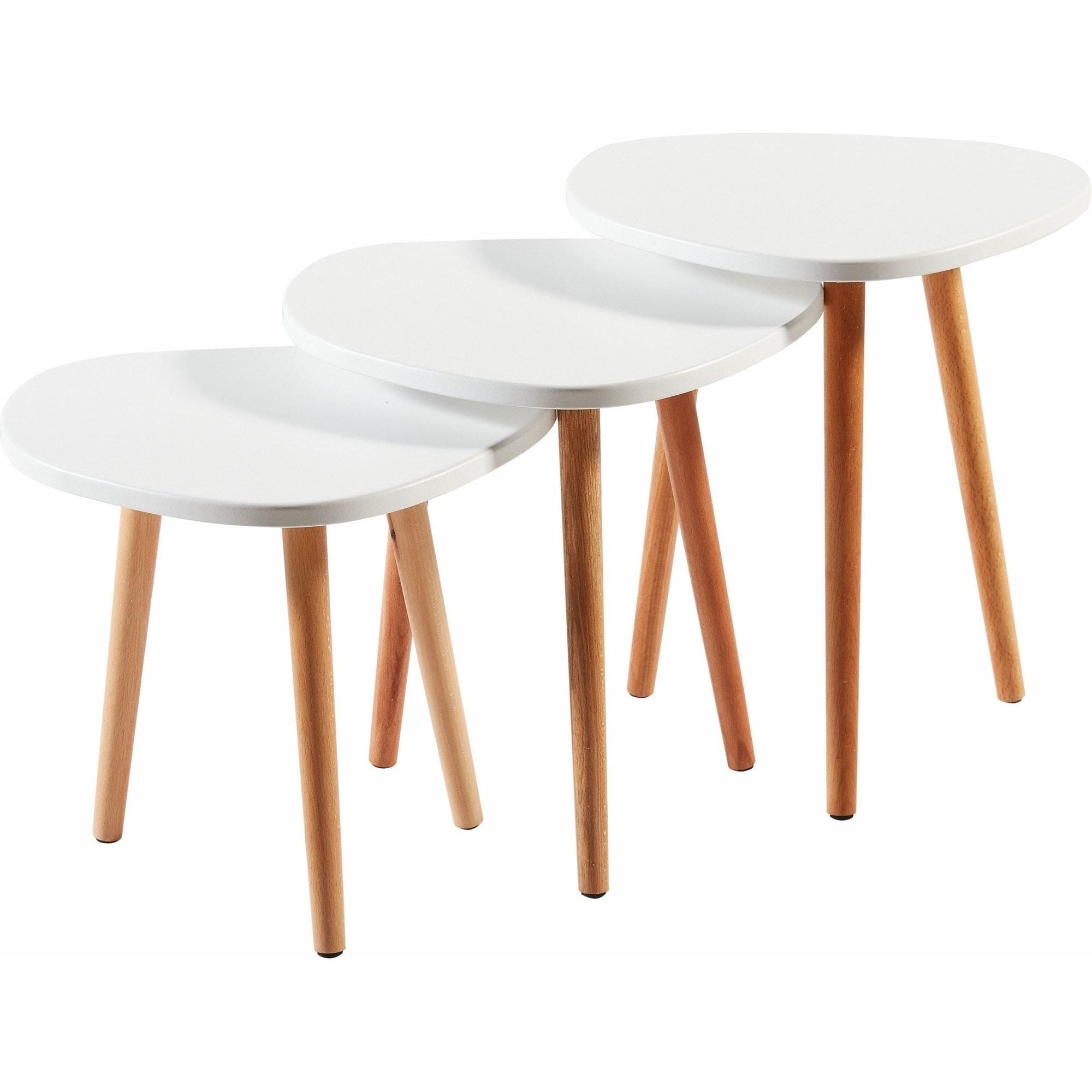 Set 3 masute cafea TUVALLE 051, alb/stejar