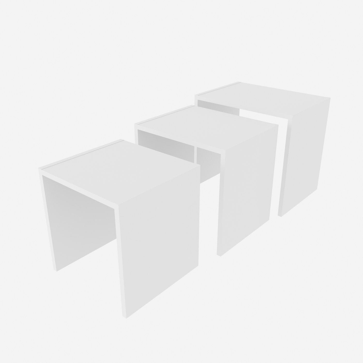 Set 3 masute NORA, alb, PAL melaminat, 49x35x45 cm