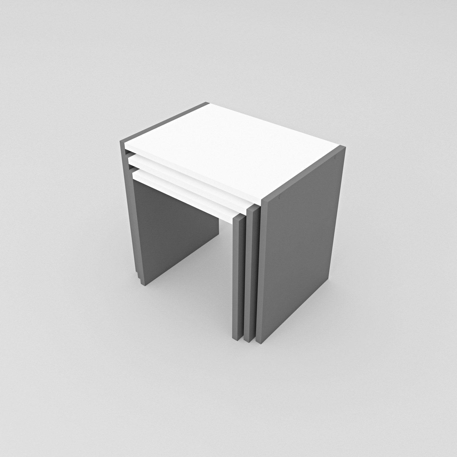 Set 3 masute NORA, gri/alb, PAL melaminat, 49x35x45 cm