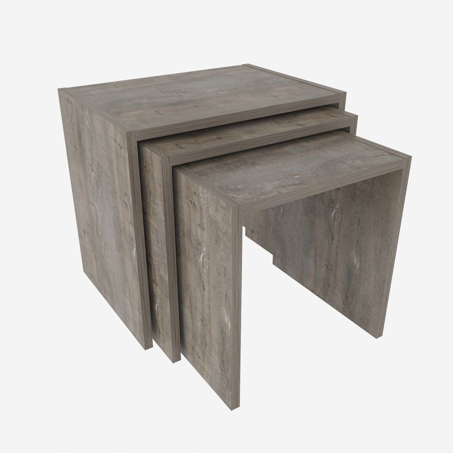 Set 3 masute NORA, gri, PAL melaminat, 49x35x45 cm