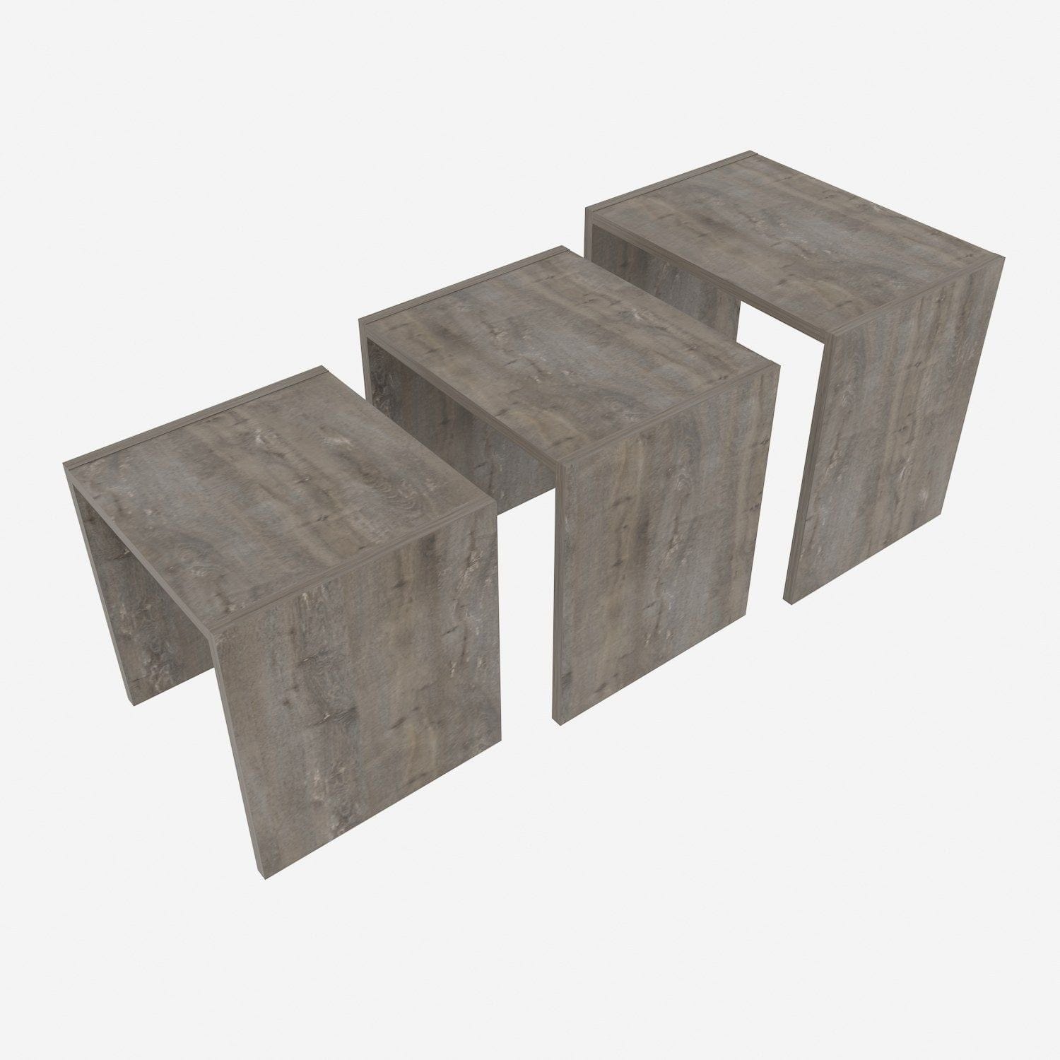 Set 3 masute NORA, gri, PAL melaminat, 49x35x45 cm