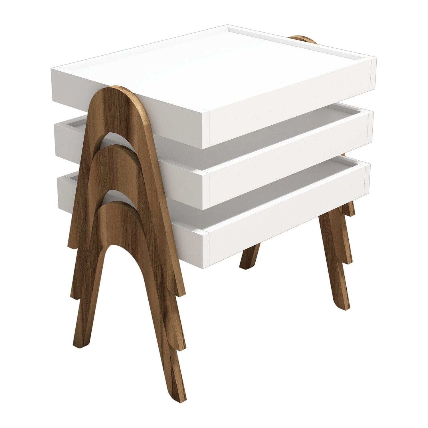 Set 3 masute ROMA, alb/nuc, PAL melaminat, 54x40x64 cm