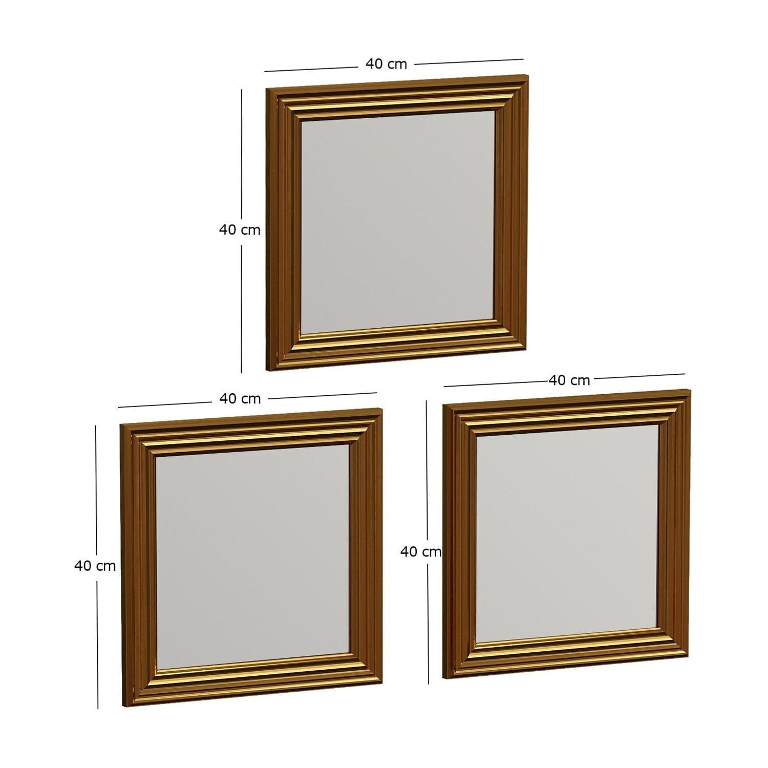 Set 3 oglinzi OTTO, auriu, 40x3x40 cm