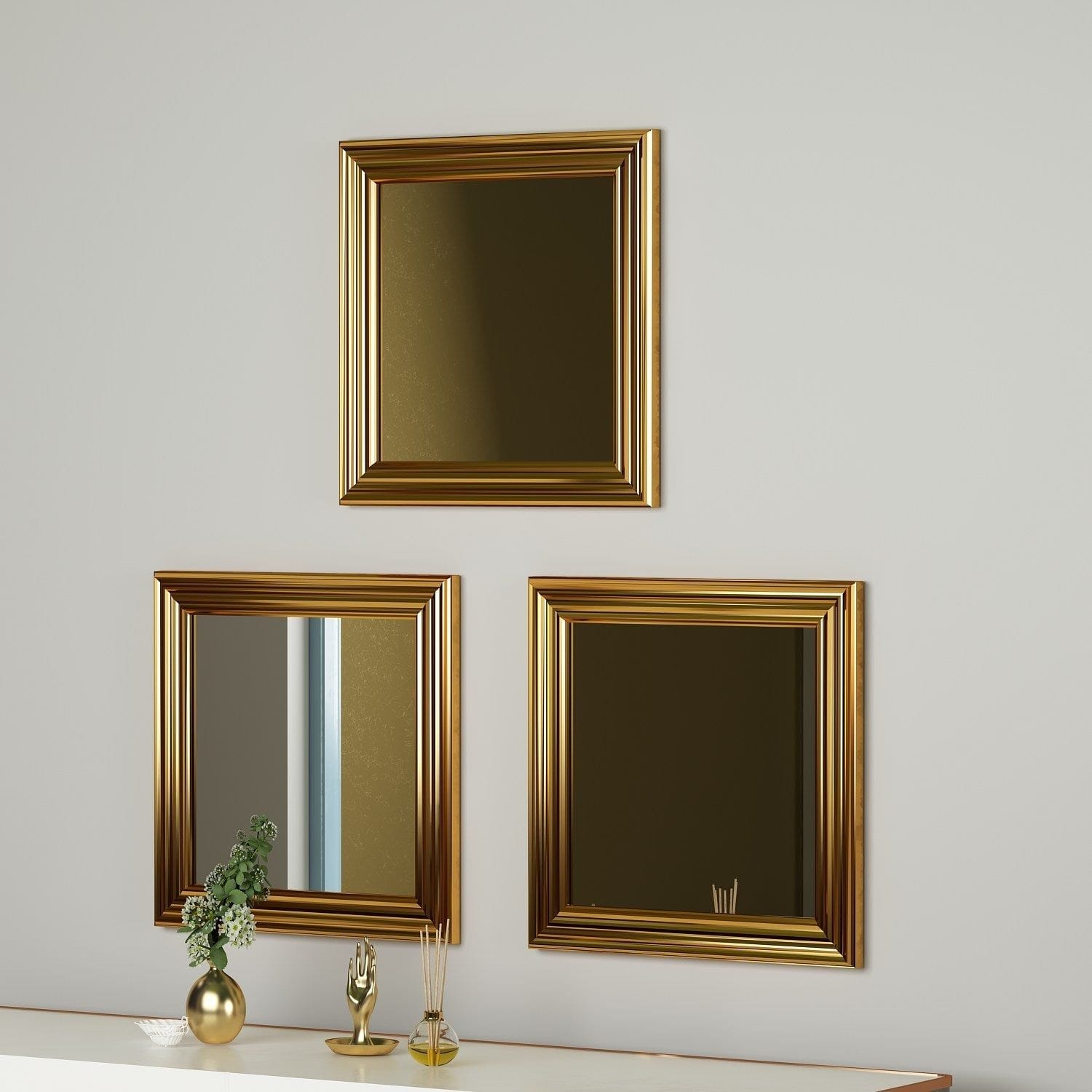 Set 3 oglinzi OTTO, auriu, 40x3x40 cm