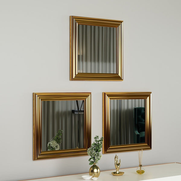 Set 3 oglinzi OTTO, auriu, 40x3x40 cm