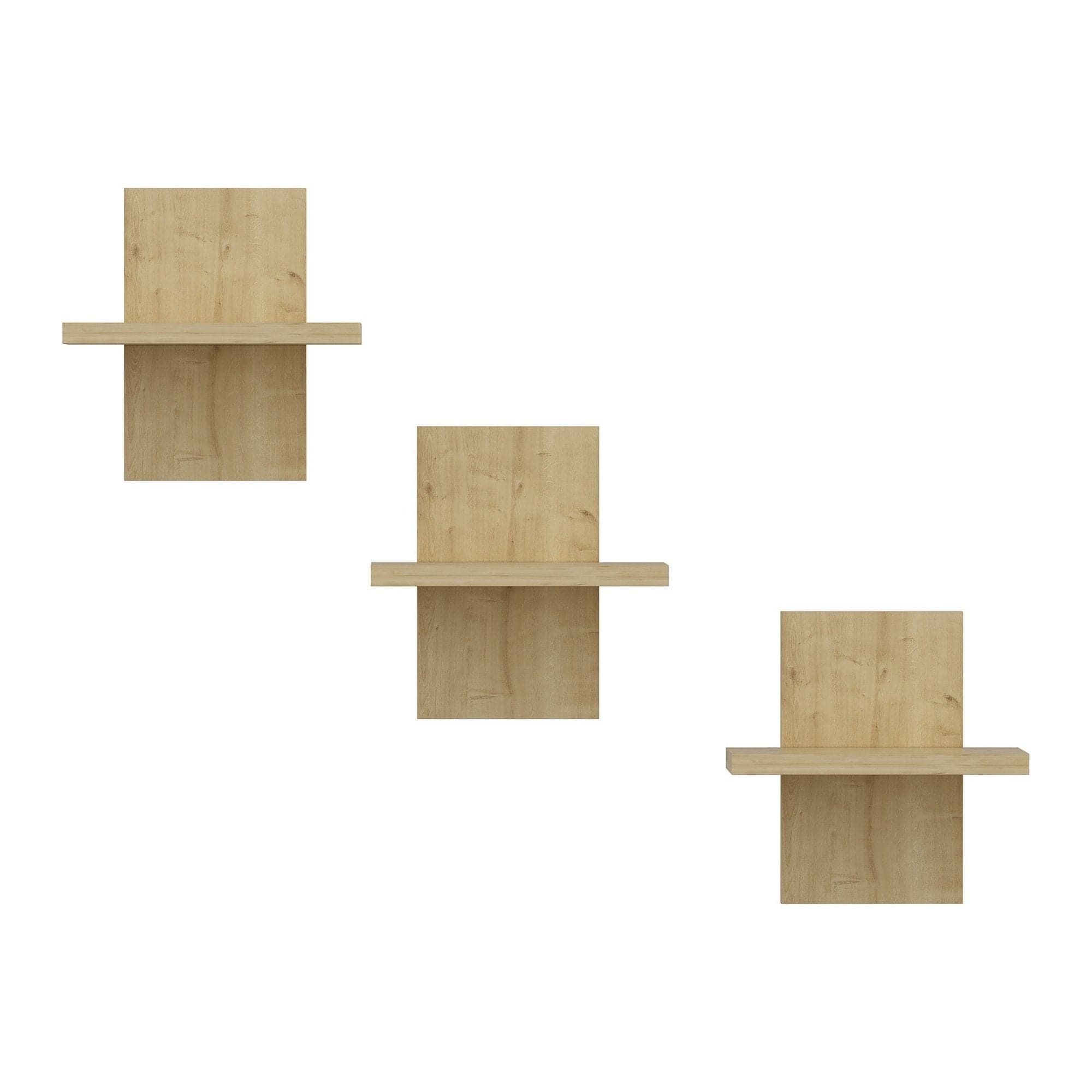 Set 3 polite QUINCY, stejar, PAL melaminat, 25x18x25 cm