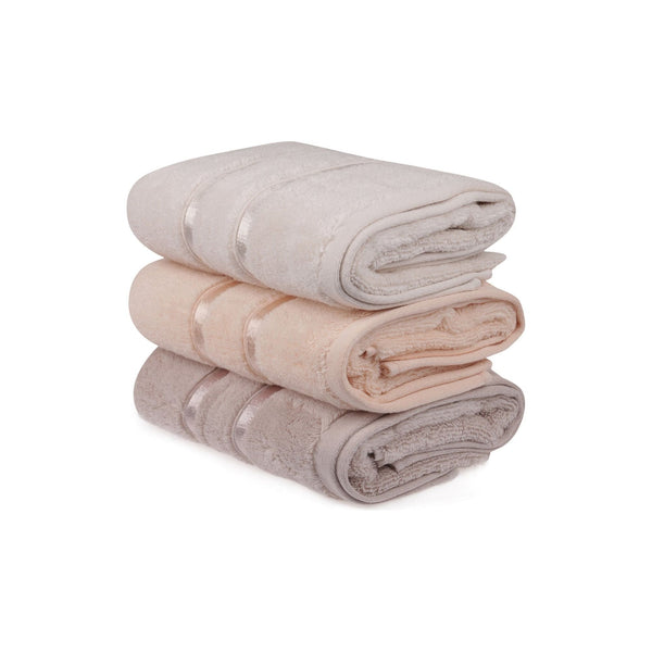 Set 3 prosoape baie DOLCE, maro/gri/somon, bumbac, 50x90 cm