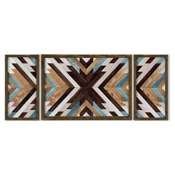 Set 3 tablouri TAH038, multicolor, lemn, 100x50 cm