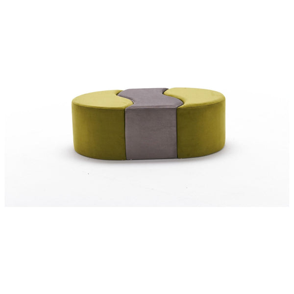 Set 3 taburete ALYA, stofa catifelata verde/gri, 120x80x40 cm