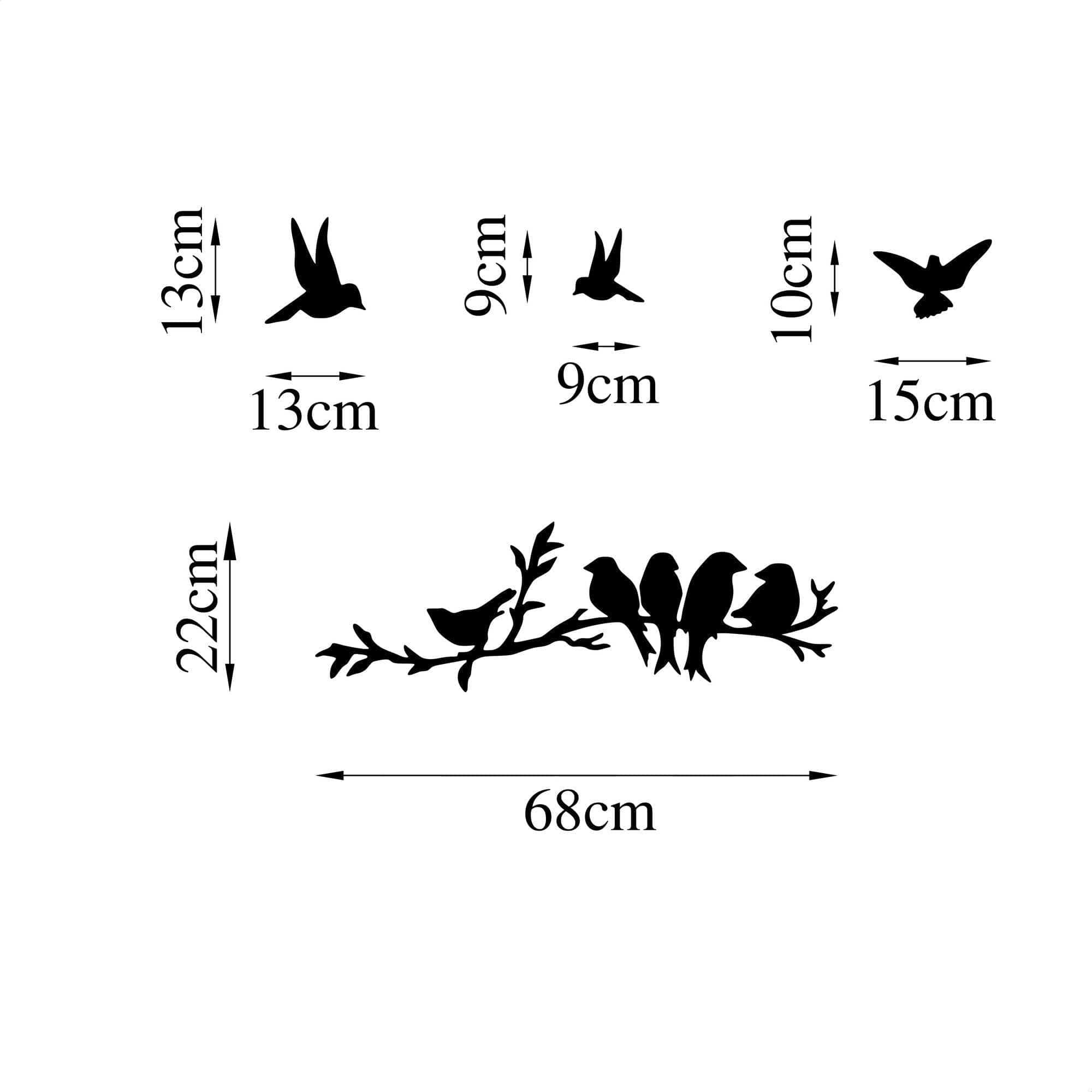 Set 4 decoratiuni 899SKL2532, negru, metal