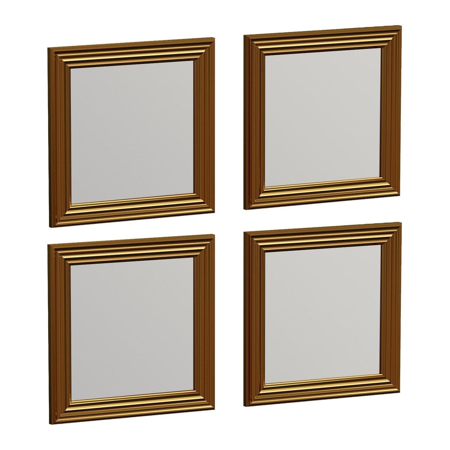 Set 4 oglinzi LOZA, auriu, 40x40 cm