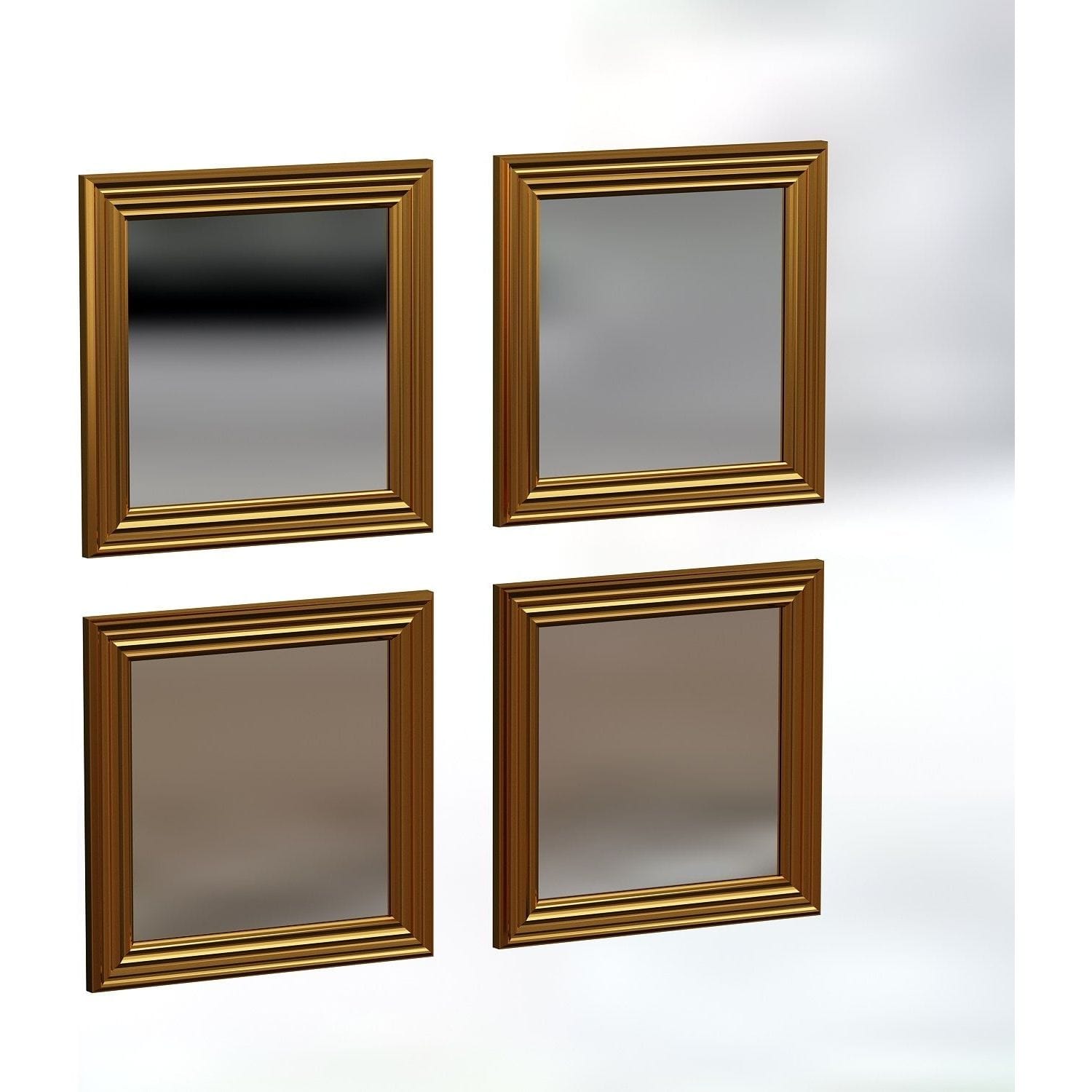 Set 4 oglinzi LOZA, auriu, 40x40 cm