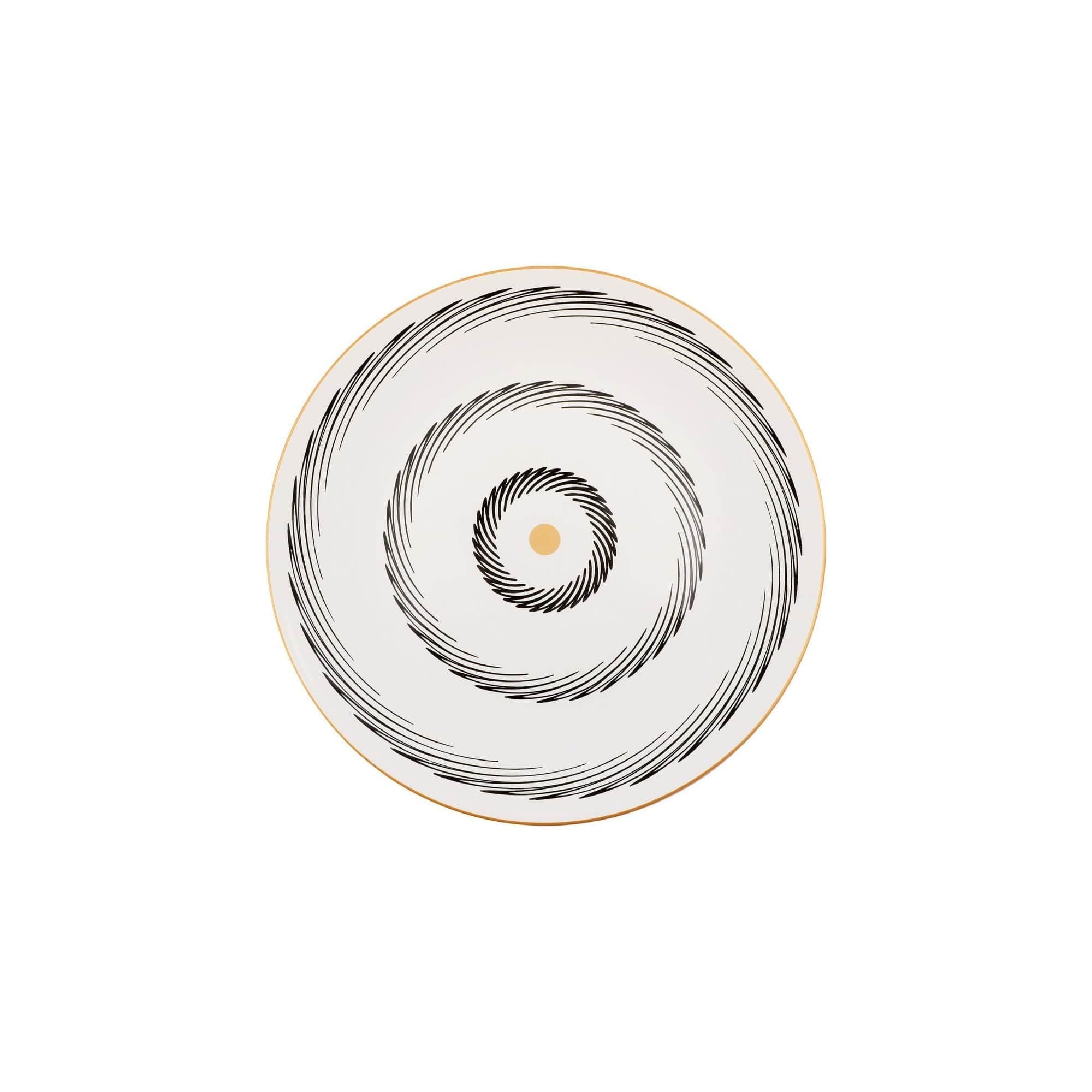 Set 4 platouri 275KRM1345, alb/negru, ceramica, 25x4 cm