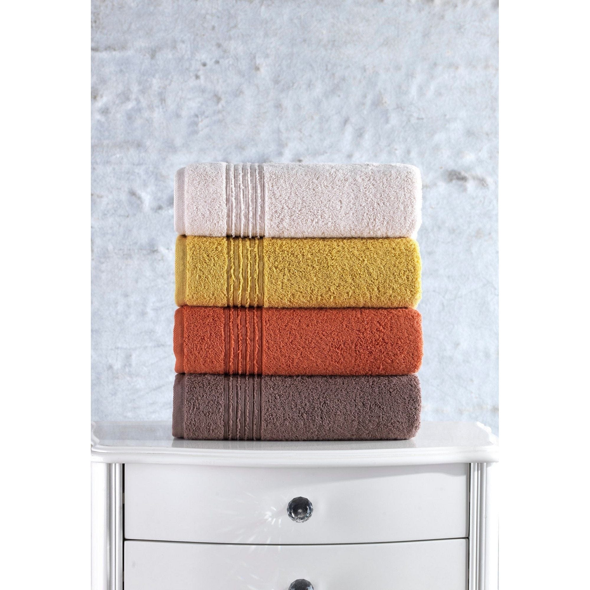 Set 4 prosoape baie 338CTN1206, multicolor, bumbac, 50x90 cm