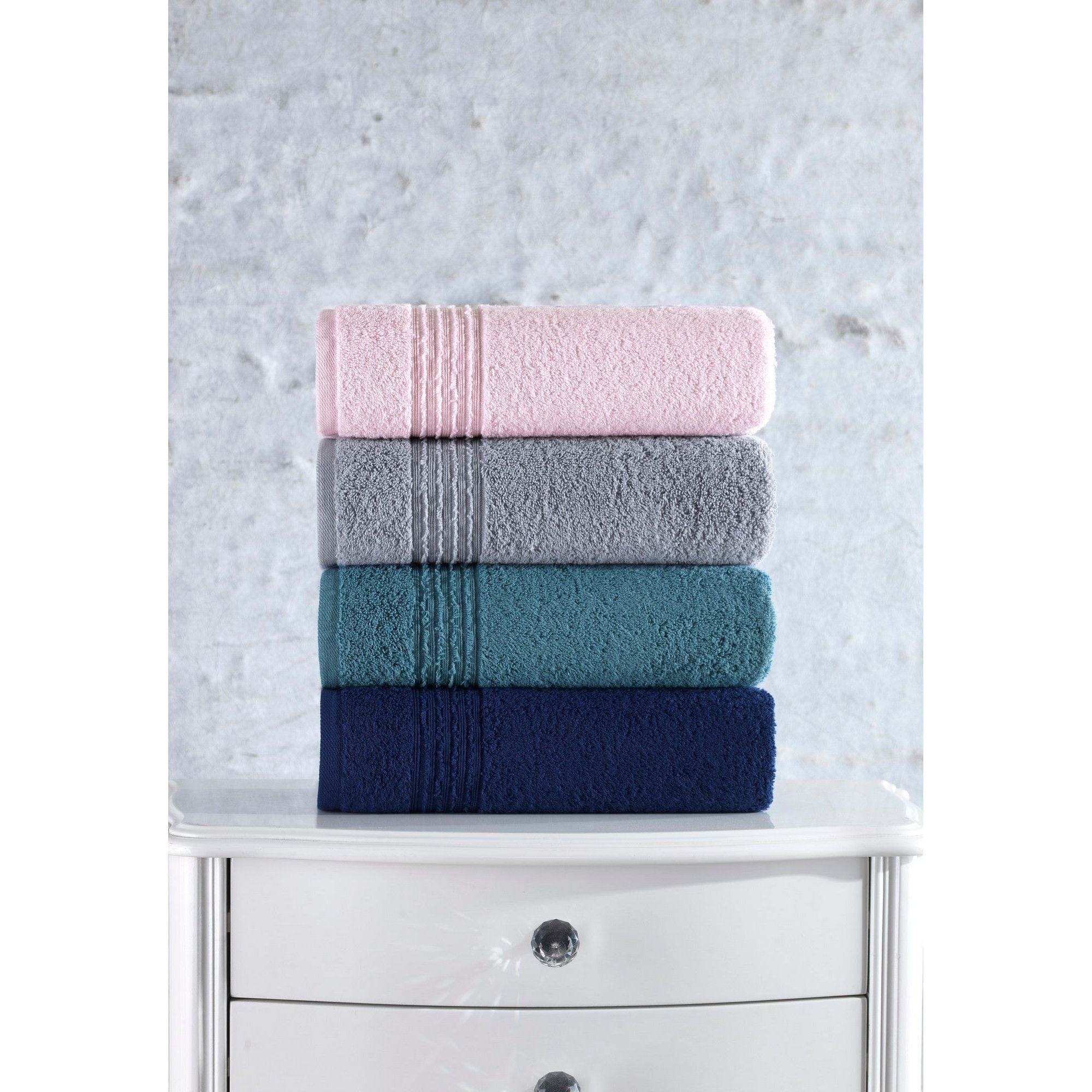 Set 4 prosoape baie 338CTN1207, multicolor, bumbac, 50x90 cm