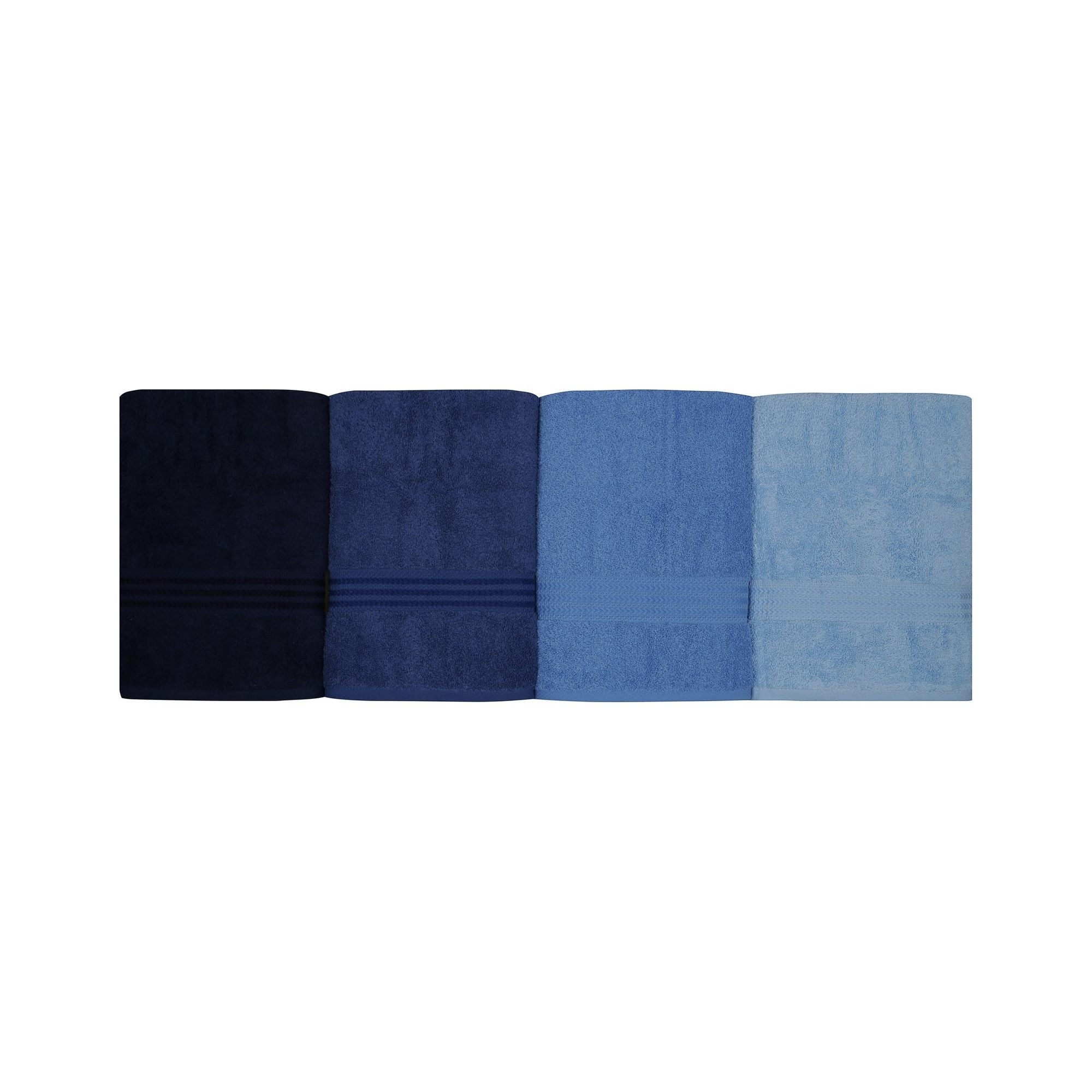 Set 4 prosoape baie RAINBOW, albastru, bumbac, 70x140 cm