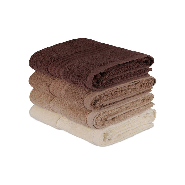 Set 4 prosoape baie RAINBOW, maro/crem, bumbac, 50x90 cm