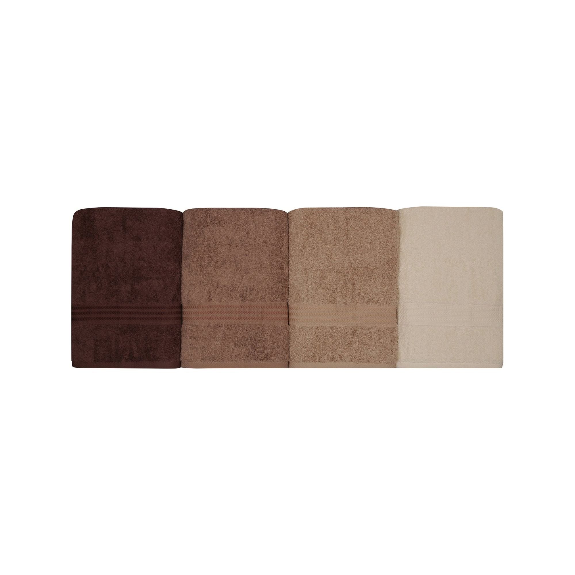 Set 4 prosoape baie RAINBOW, maro/crem, bumbac, 70x140 cm
