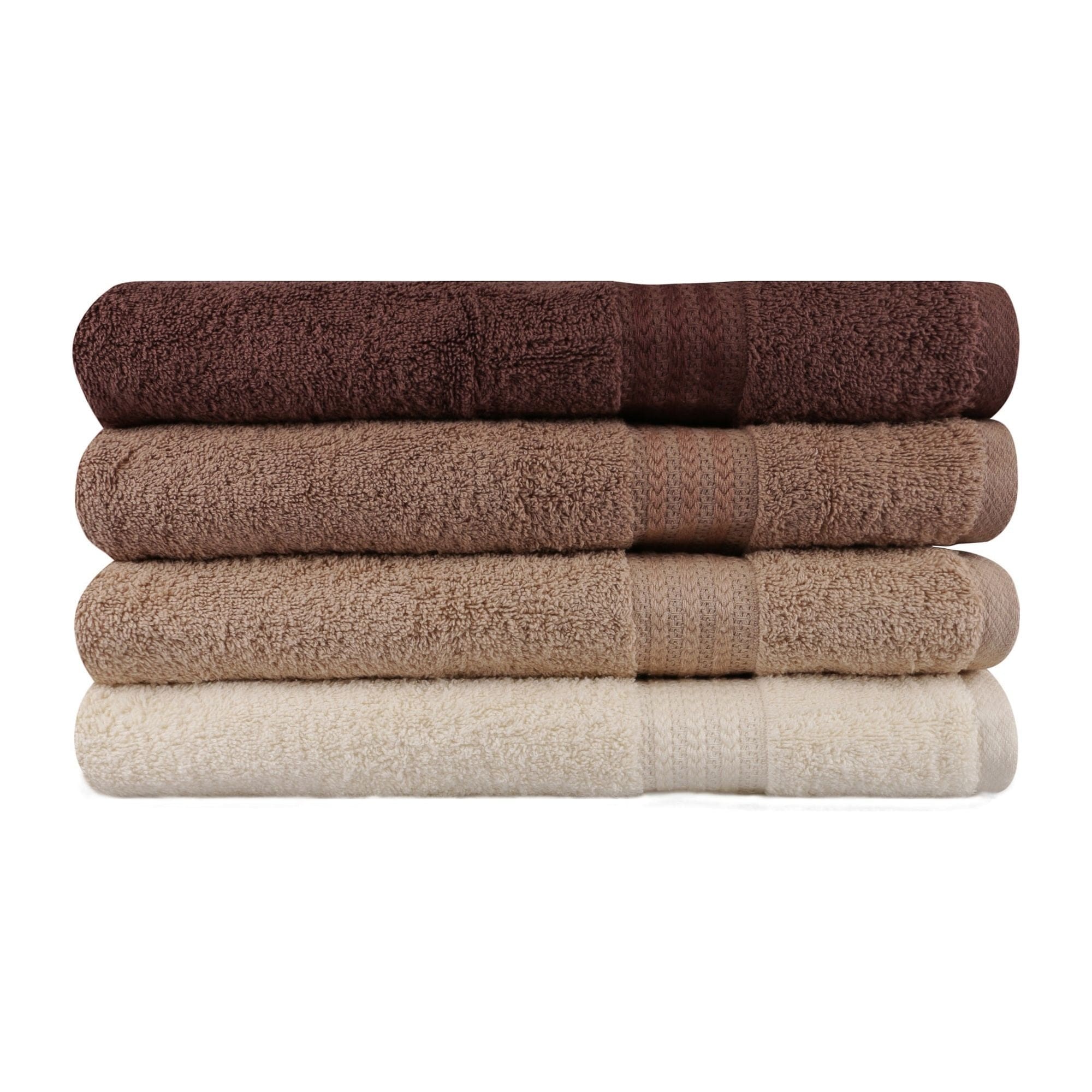 Set 4 prosoape baie RAINBOW, maro/crem, bumbac, 70x140 cm