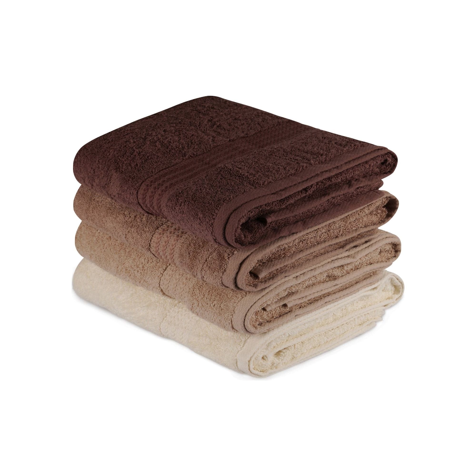 Set 4 prosoape baie RAINBOW, maro/crem, bumbac, 70x140 cm