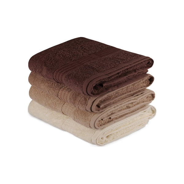 Set 4 prosoape baie RAINBOW, maro/crem, bumbac, 70x140 cm