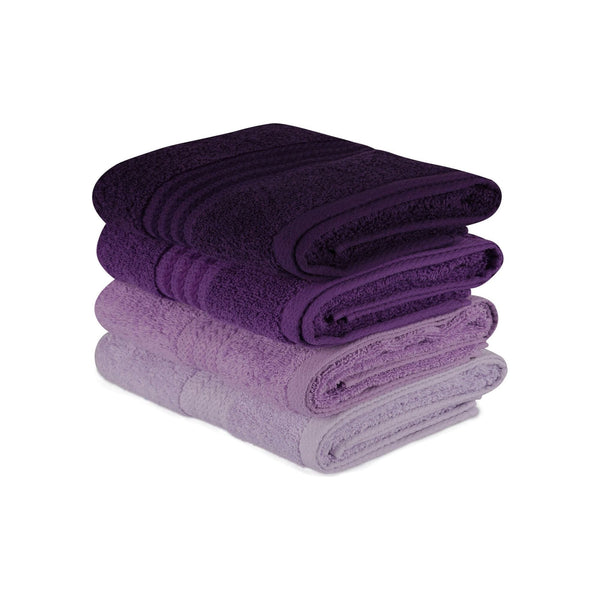 Set 4 prosoape baie RAINBOW, mov, bumbac, 50x90 cm