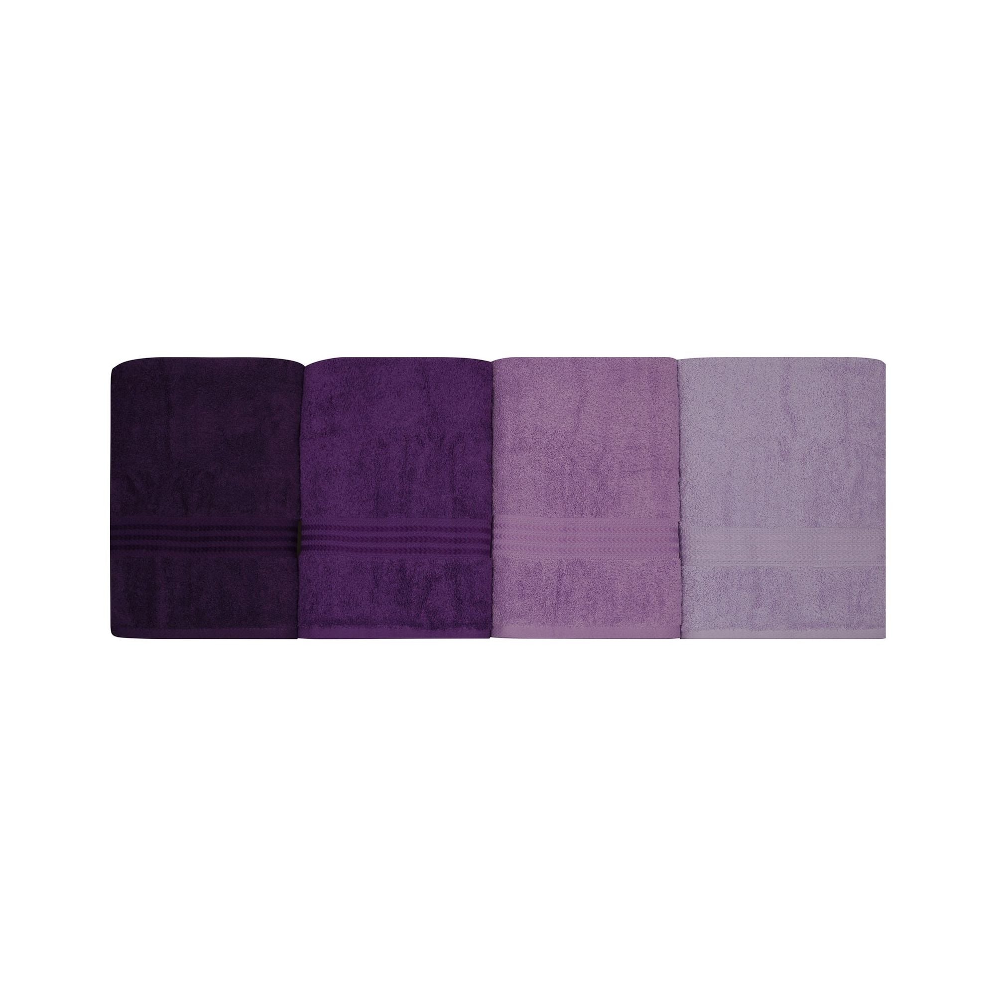 Set 4 prosoape baie RAINBOW, mov, bumbac, 70x140 cm