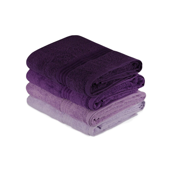 Set 4 prosoape baie RAINBOW, mov, bumbac, 70x140 cm