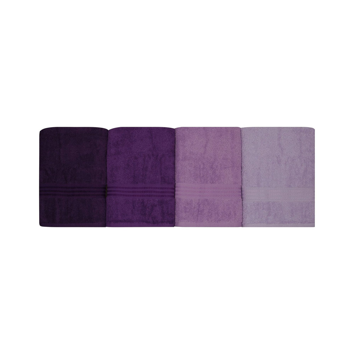 Set 4 prosoape baie RAINBOW, mov, bumbac, 70x140 cm