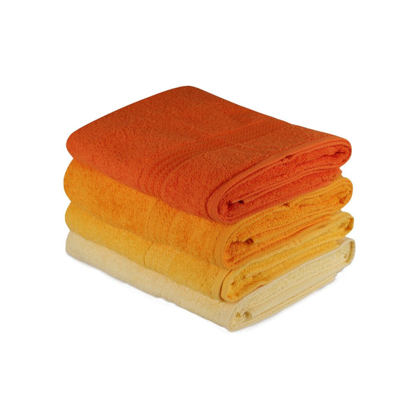 Set 4 prosoape baie RAINBOW, portocaliu, bumbac, 70x140 cm