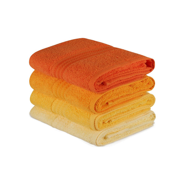 Set 4 prosoape baie RAINBOW, portocaliu/galben, bumbac, 50x90 cm