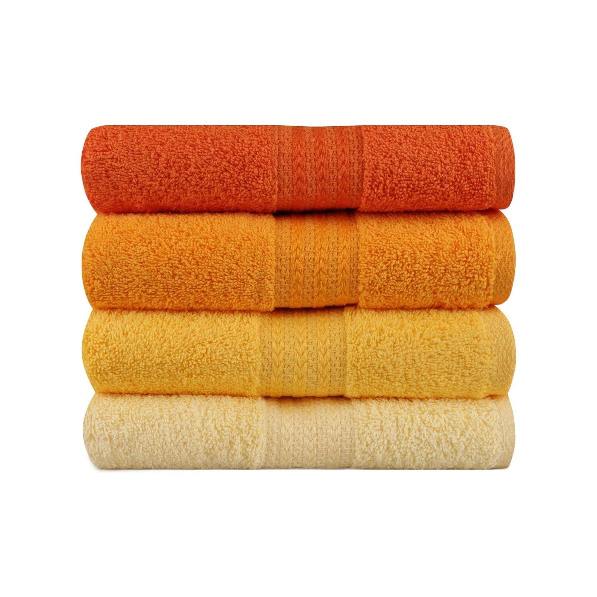 Set 4 prosoape baie RAINBOW, portocaliu/galben, bumbac, 50x90 cm